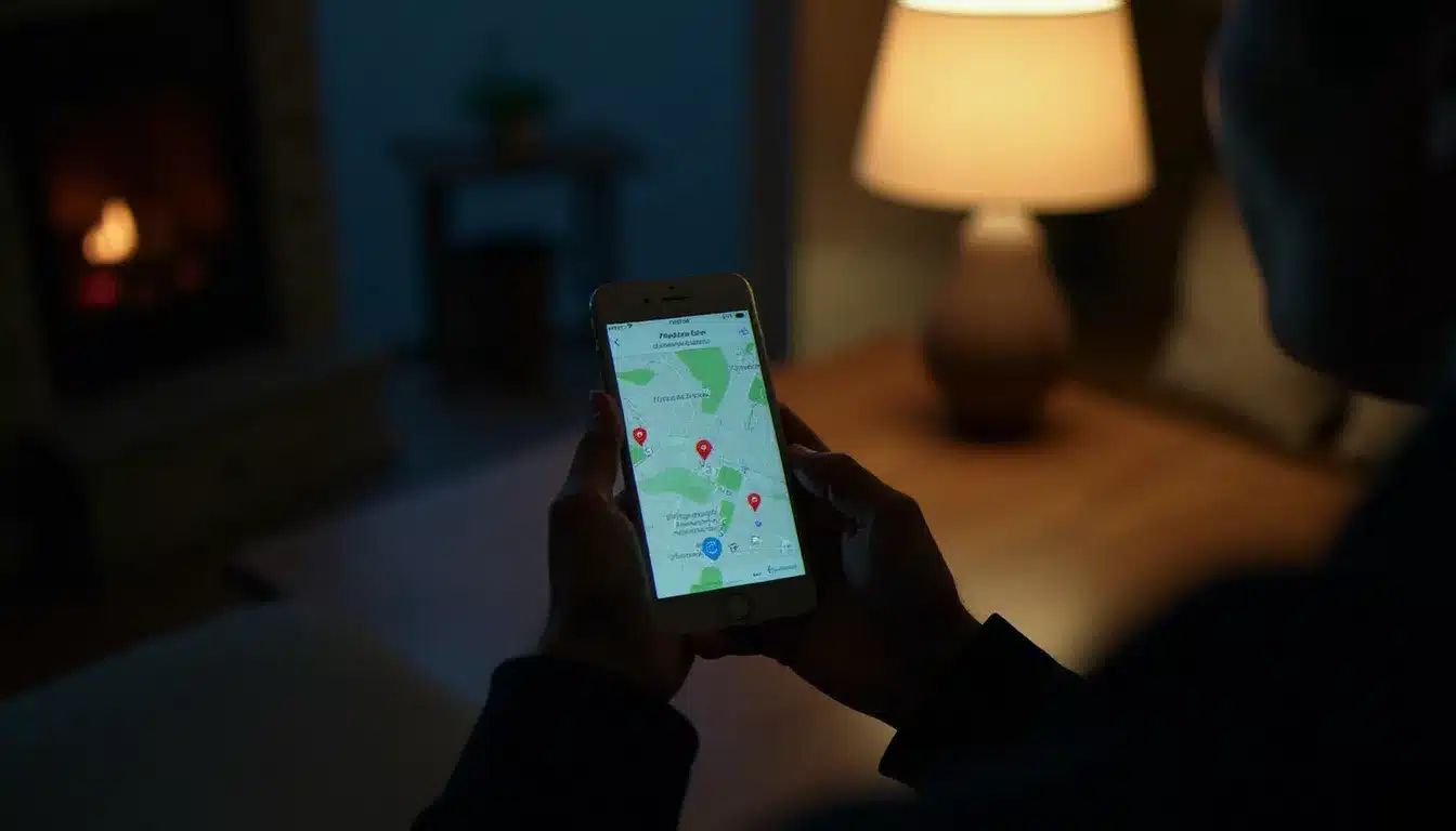 Main tenant un smartphone pour rechercher une pharmacie de garde à Montpellier sur une application de localisation