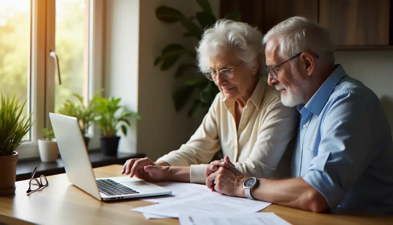 Un couple de seniors compare des formules de complémentaire santé pour choisir la mutuelle adaptée à leur profil
